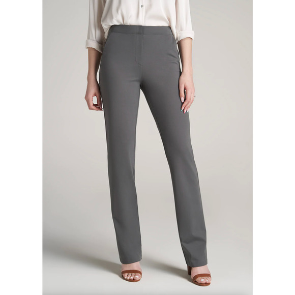 AMERICAN TALL Slim Straight Leg Dress Pants Slate Gray {3Q32} - Picture 2 of 5